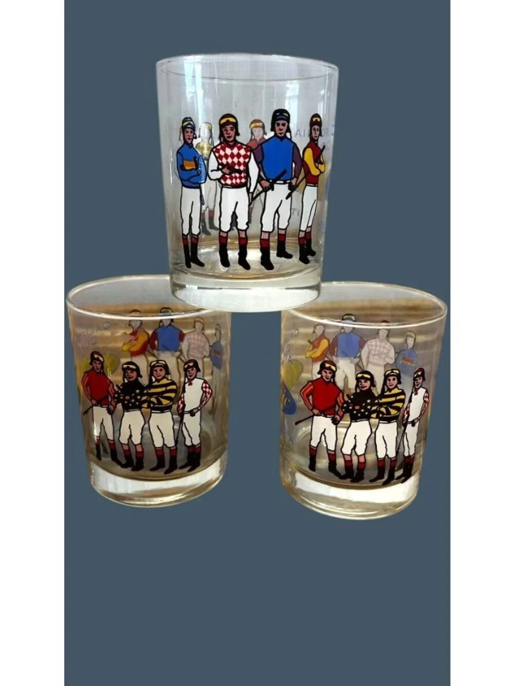 California Cup IX Santa Anita Park Jockey Glass Set Of 6 Classic Winners Horse R